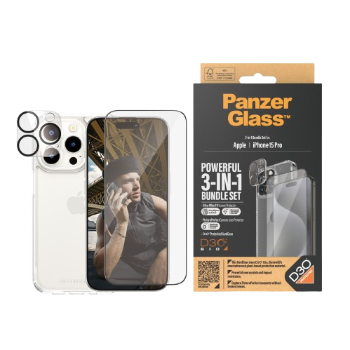 PanzerGlass 3-in-1 Pack iPhone 15 Pro | emporia B2B