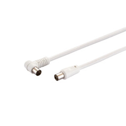 COAX TV cable antenna with connector, white, 5 m